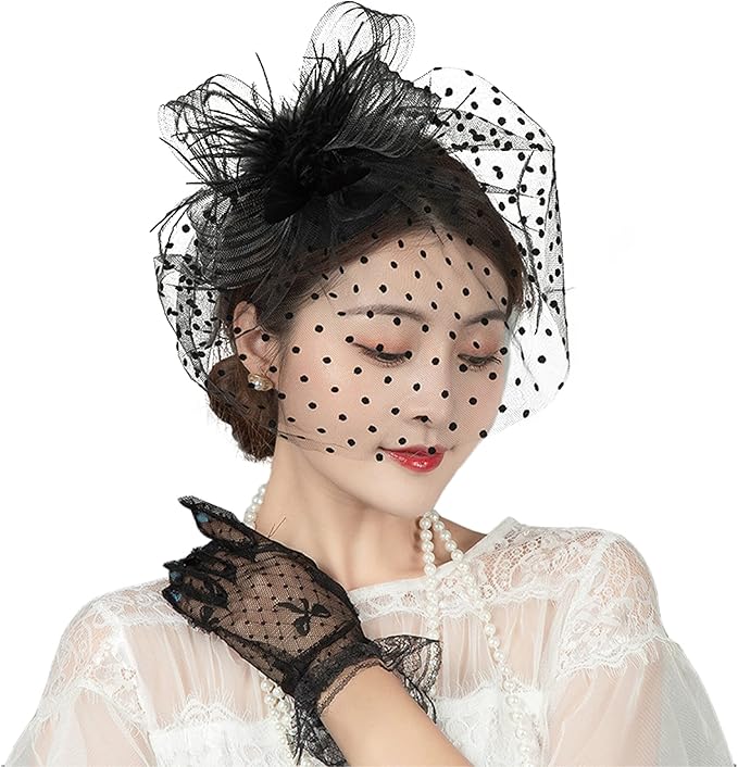 xuoaz 女式面纱网眼头带蝴蝶结 fascinator 帽子